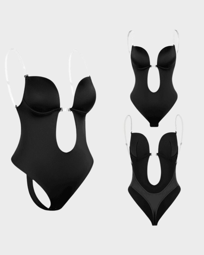 Body de tanga con escote en U sin tirantes