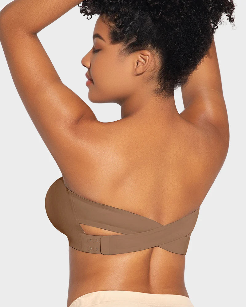 Non-Slip Crossover Side Hook Bandeau Bra