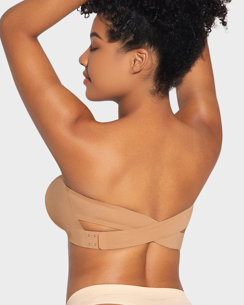 Non-Slip Crossover Side Hook Bandeau Bra