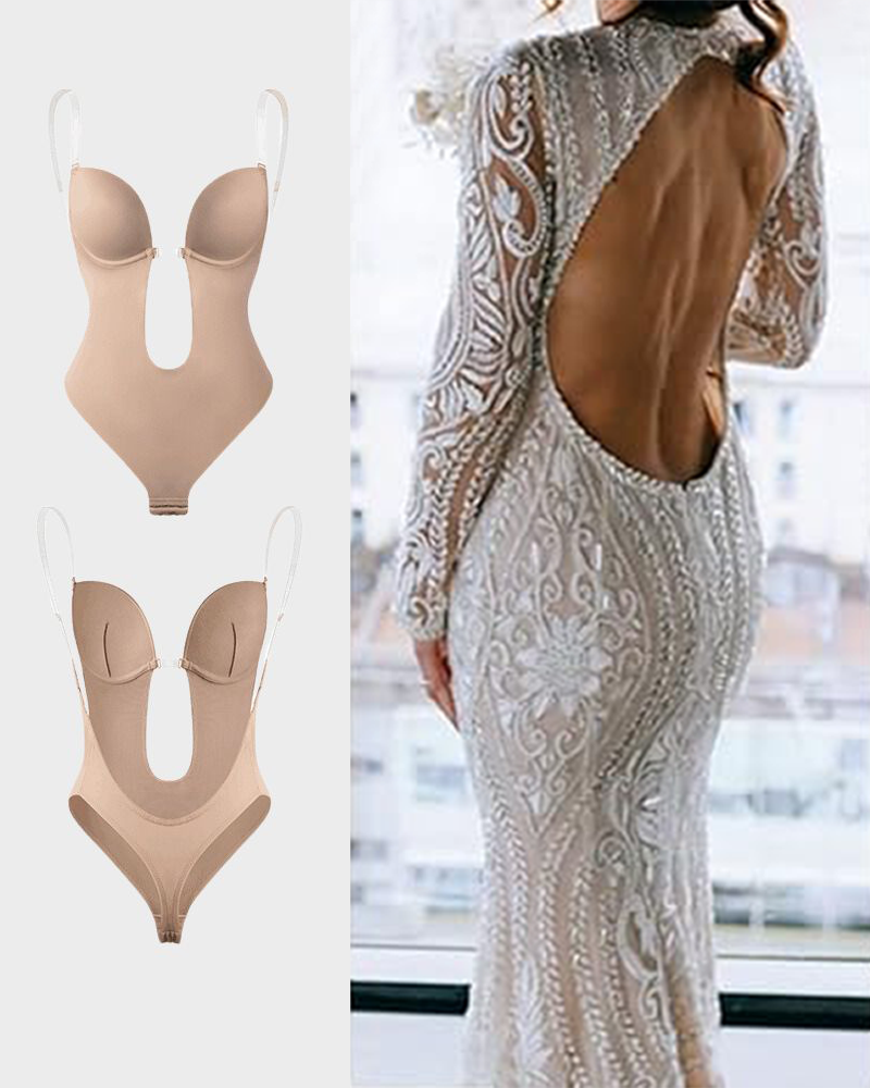 Body de tanga con escote en U sin tirantes