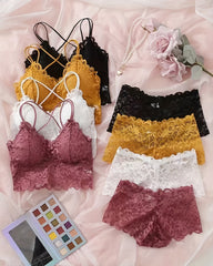 Underwear&Sleepwear Basics 4sets Lace Wireless Bra And Panty Set Lingerie Set