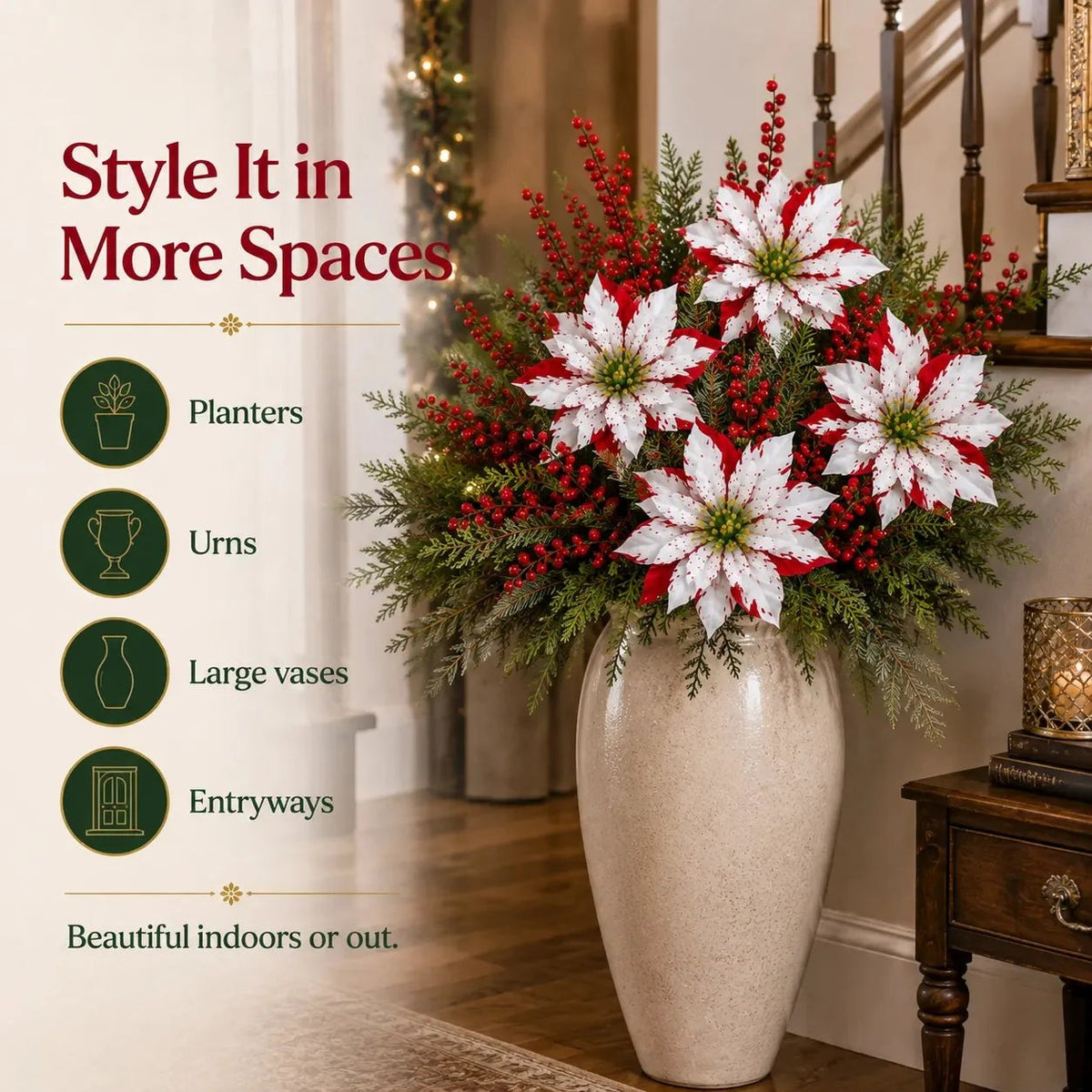 🎉❀Last Day 50% OFF🔥Christmas Poinsettia Planter Inserts(SET INCLUDES 6 PICKS)