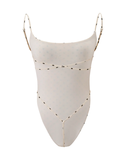 Polka Dot Cutout Backless Thong Bodysuit