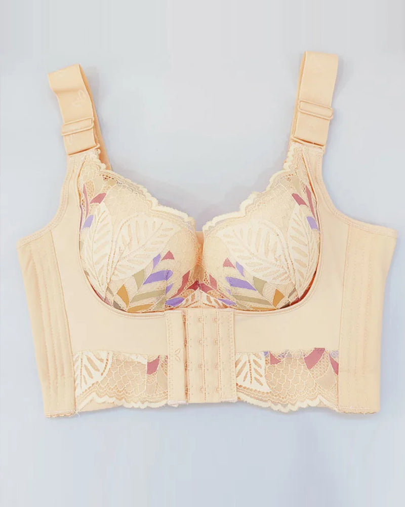 Women's No Steel Ring Bra Front Buckle Lift Bralette Breathable Underwear Breast Gathered Anti-Sagging Lingerie