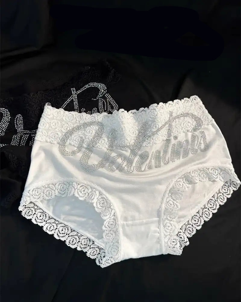 Rhinestone Lace High Waist Seamless Women's Panties