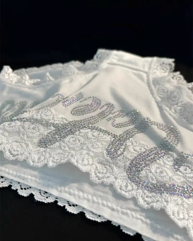 Rhinestone Lace High Waist Seamless Women's Panties