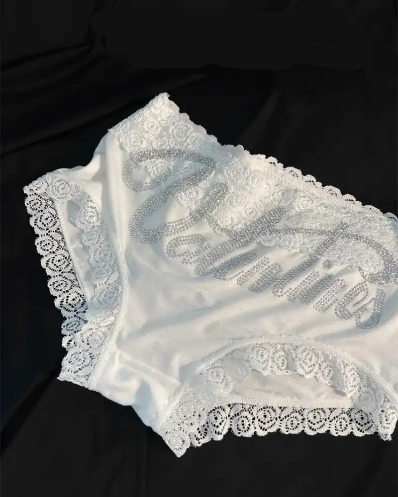 Rhinestone Lace High Waist Seamless Women's Panties
