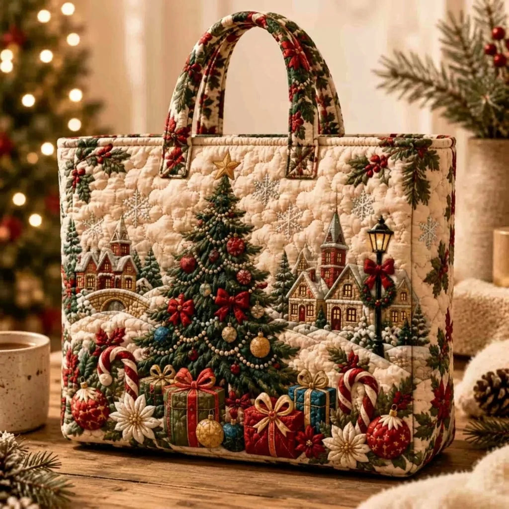 Quilted Christmas Shoulder Tote Bag – 12 Designs