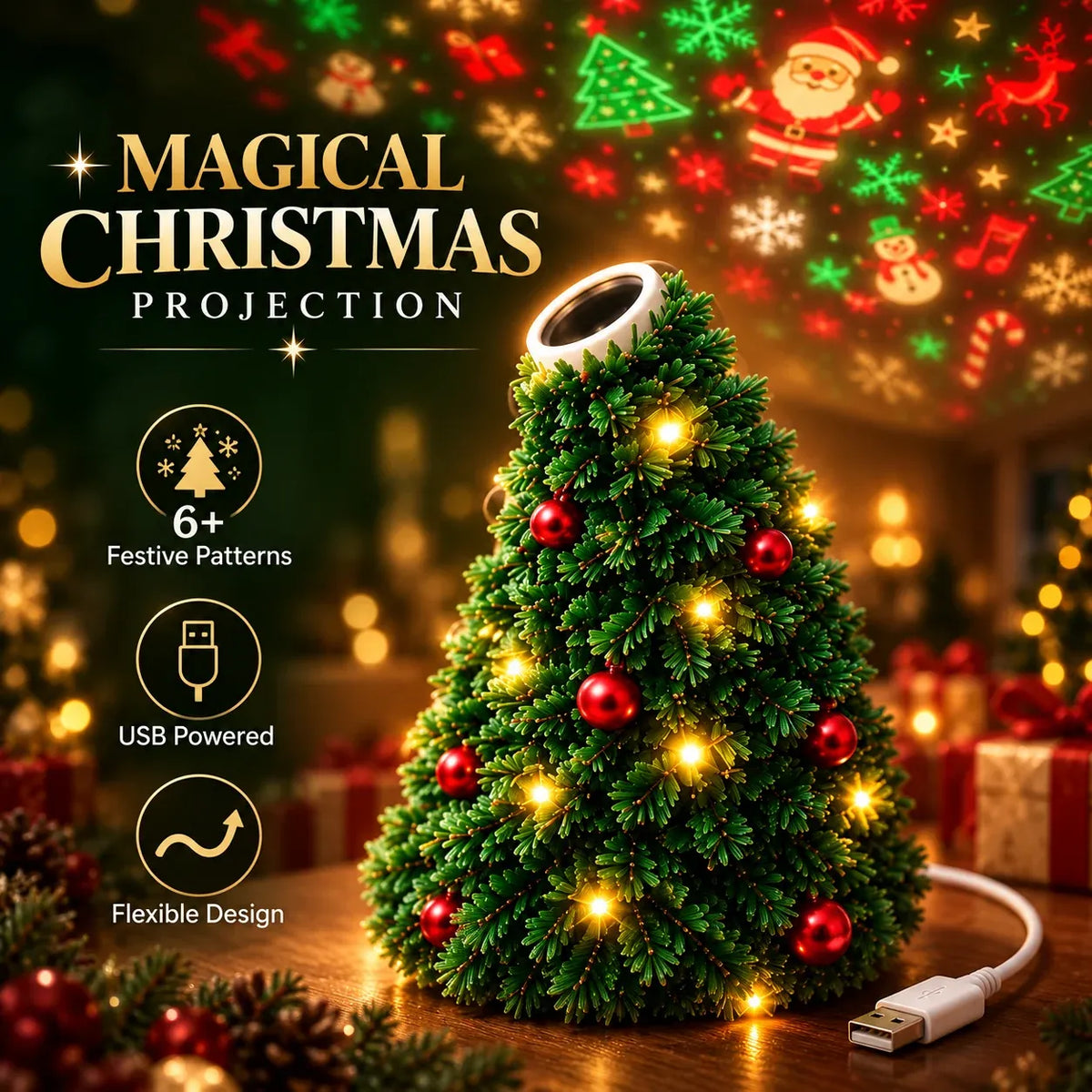 ✨ Christmas Pattern Projector – Waterproof LED Holiday Light for Patio, Wall & Party Decoration