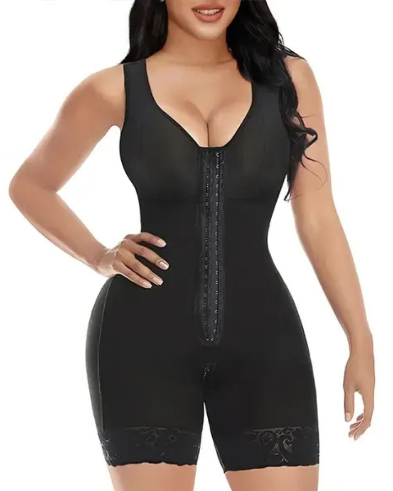 Extra Plus Size Shaper Bodysuit Tummy Control Shapewear With Bra  - Black