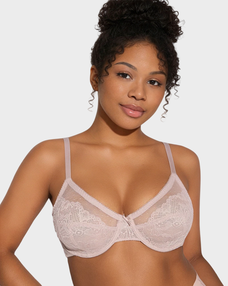 Full Coverage Lace Minimizer Bra - Petal