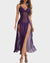 Camisón sexy de malla con escote en V y abertura lateral 