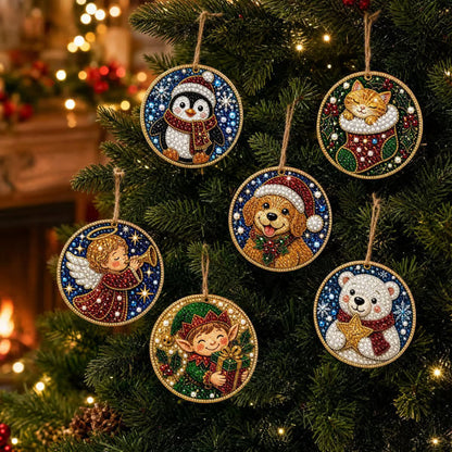 6 Pack Christmas Diamond Painting Ornament Kit – DIY Handmade Decorations