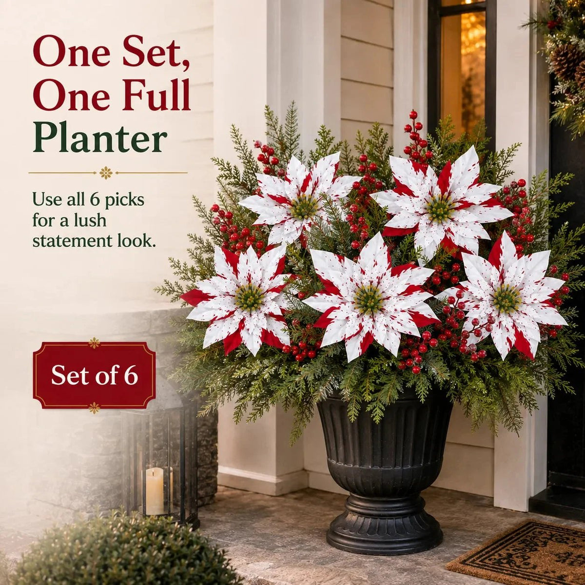 🎉❀Last Day 50% OFF🔥Christmas Poinsettia Planter Inserts(SET INCLUDES 6 PICKS)