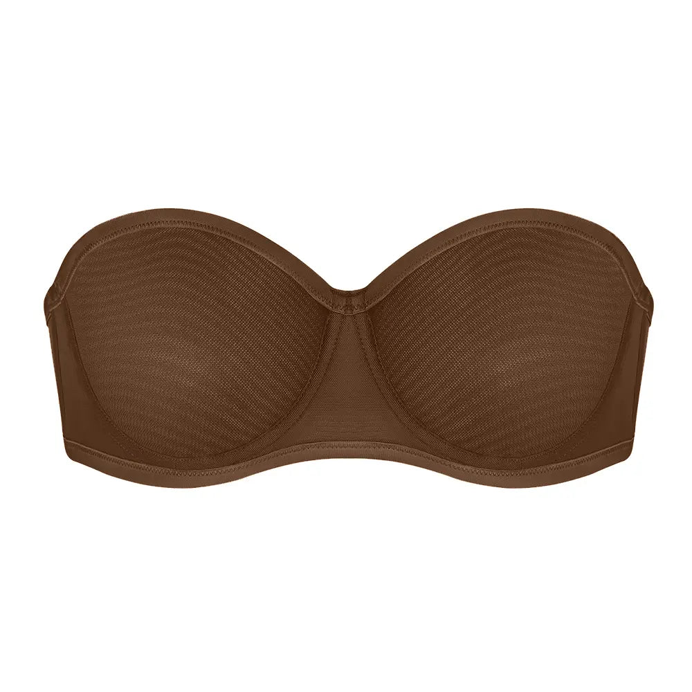 No-Slip Strapless Sheer Mesh Balconette Bra