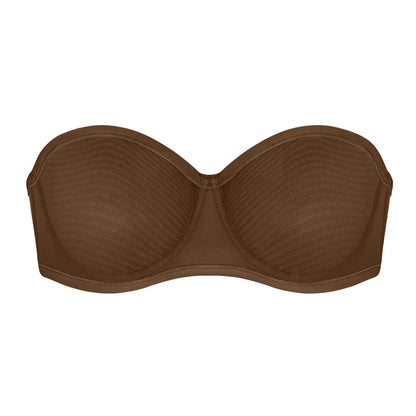 No-Slip Strapless Sheer Mesh Balconette Bra