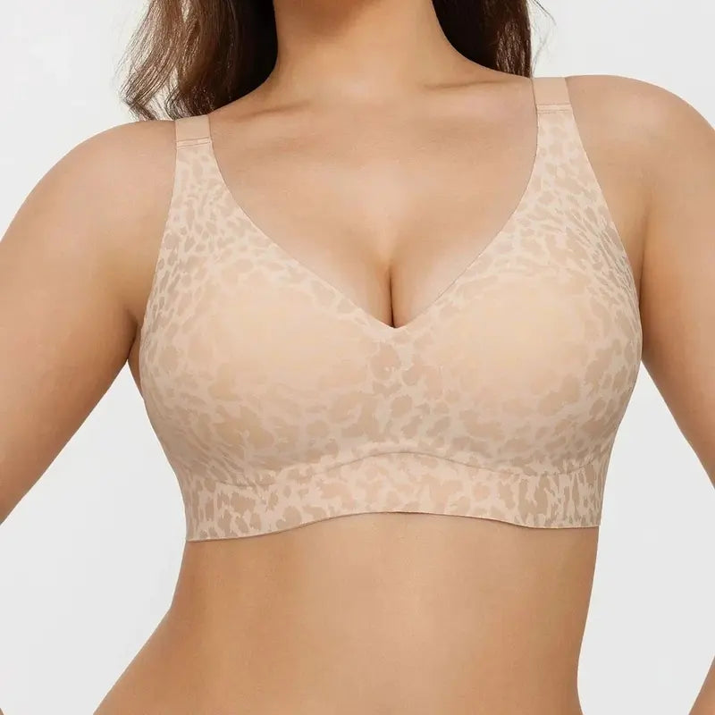 Wireless Leopard V-Neck Contour Bra