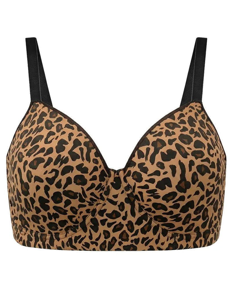 Plus Size Leopard Print Seamless Full Coverage Support Bra