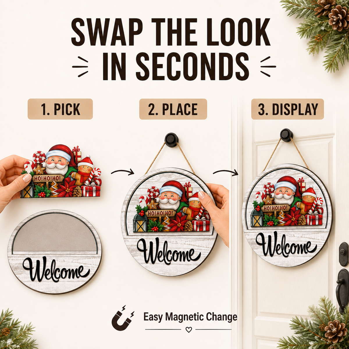 12 Pcs Interchangeable Welcome Sign for Front Door
