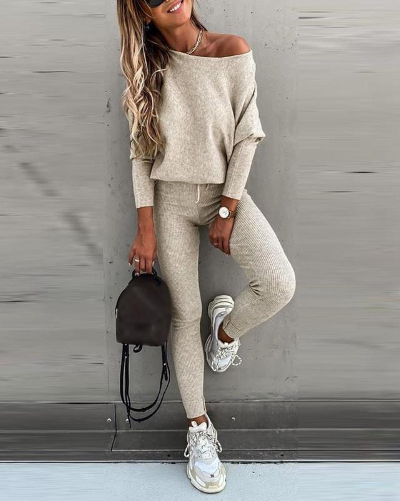 Cozy Fall Lounge Set – Soft Pullover & Drawstring Pants