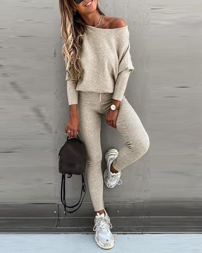 Cozy Fall Lounge Set – Soft Pullover & Drawstring Pants