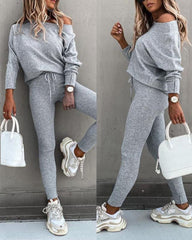 Cozy Fall Lounge Set – Soft Pullover & Drawstring Pants
