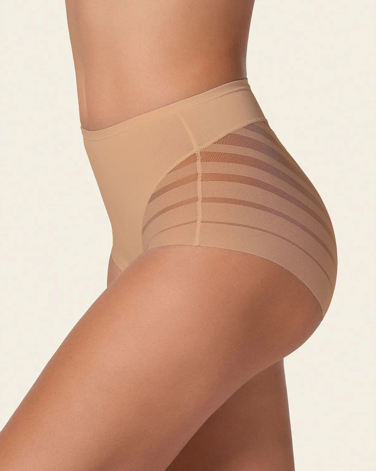 🔥Plus Size Up to 6XL 🔥 High Waisted Invisible Tummy Control Panties - Sheer Stripe Shapewear