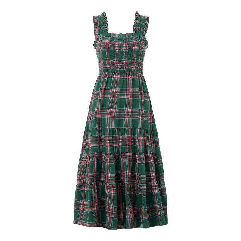 Christmas Plaid Ruffle Party Dress