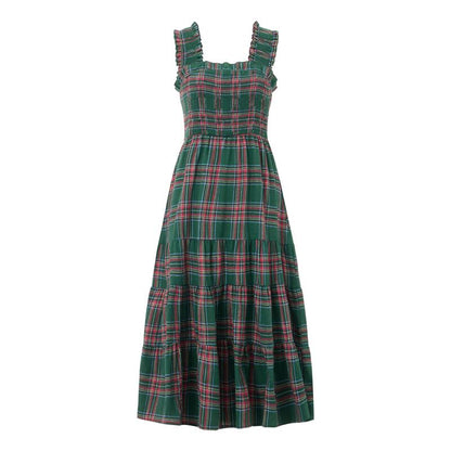 Christmas Plaid Ruffle Party Dress