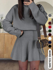 Women's Half-High Neck Long Sleeve Loose Knit Dress