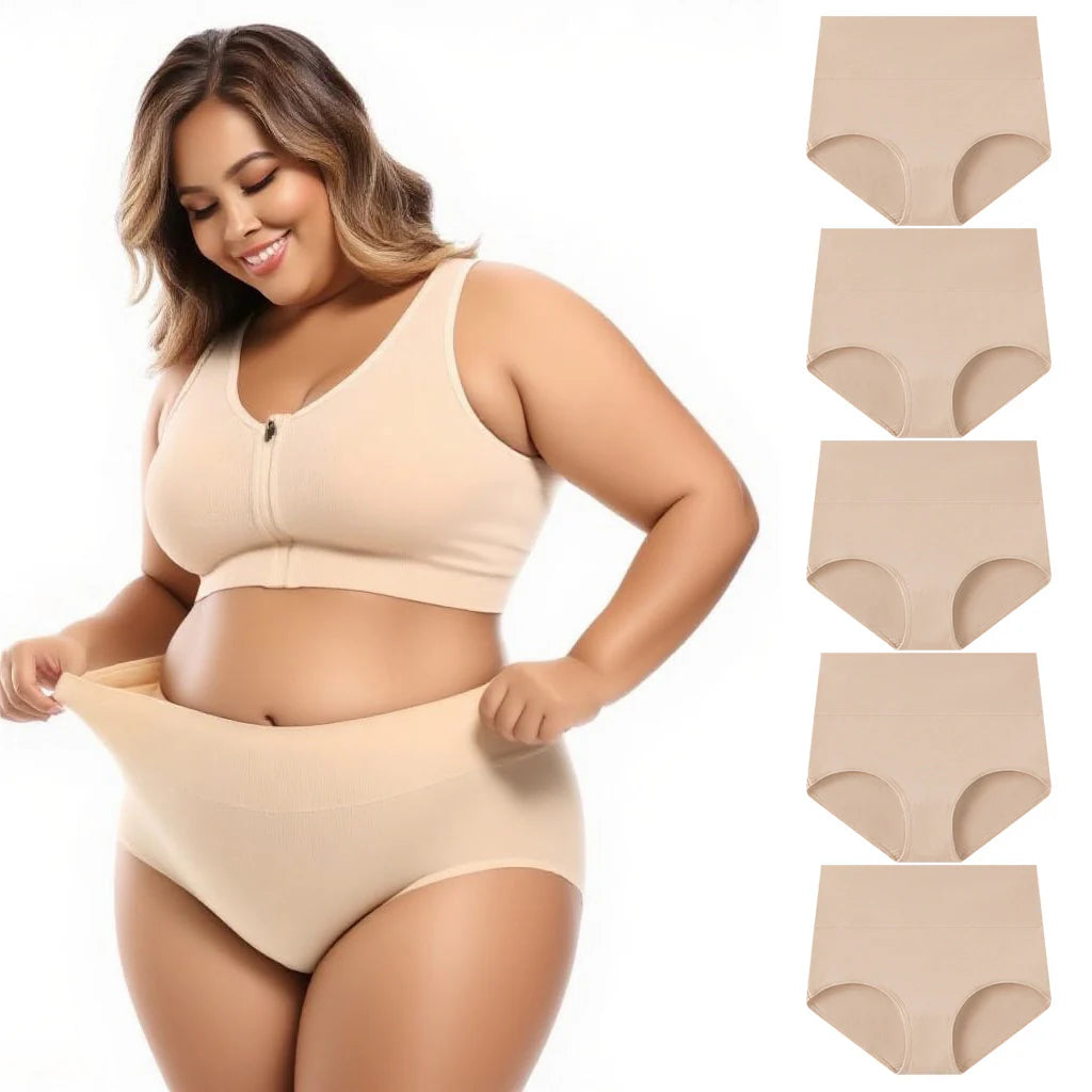Women's Plus Size Cotton High Waisted Briefs