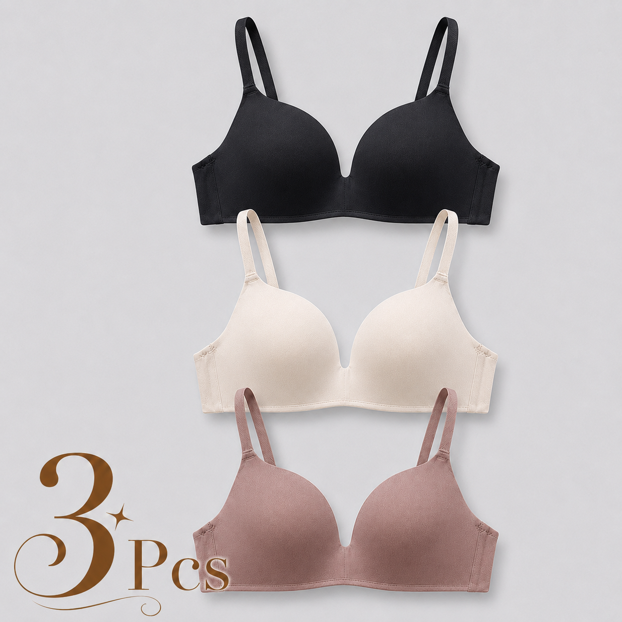 Lightly Lined Wireless Bras for Women (3 Pcs)