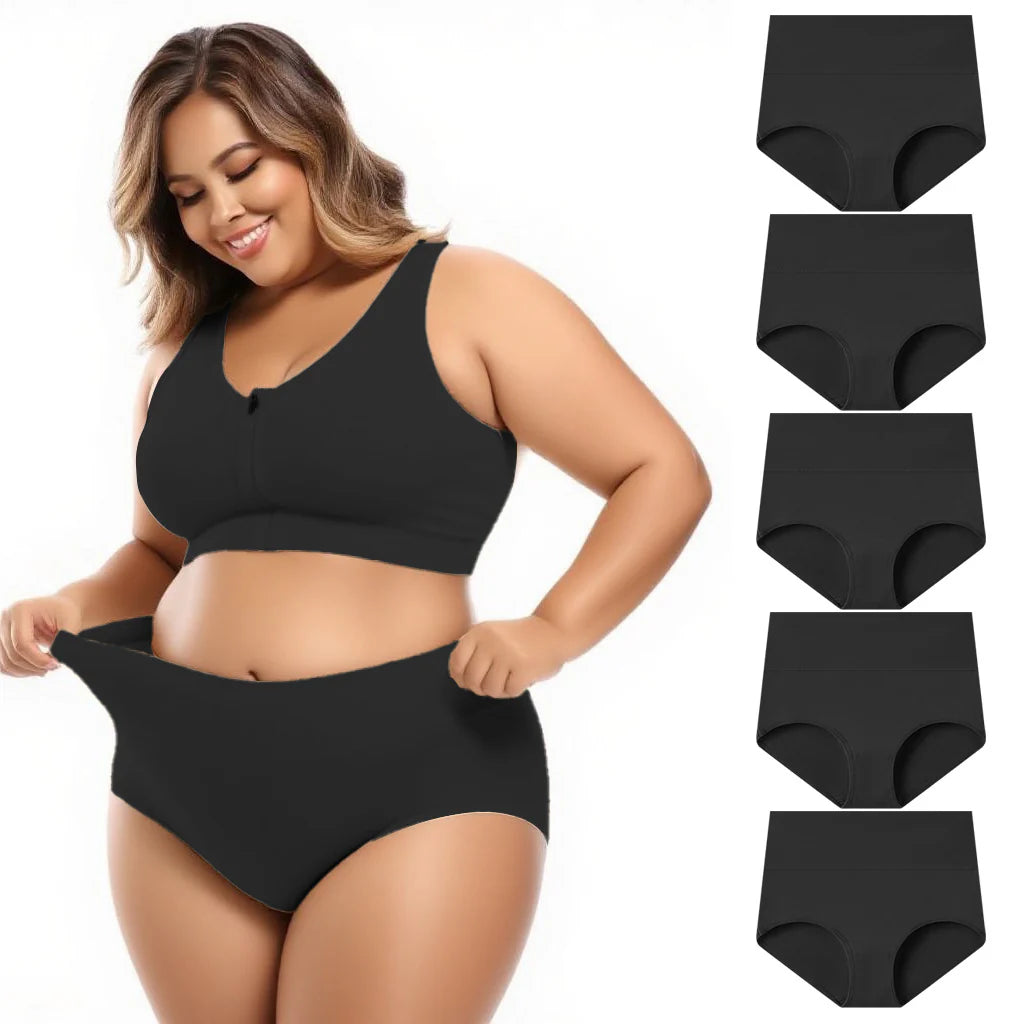 Women's Plus Size Cotton High Waisted Briefs