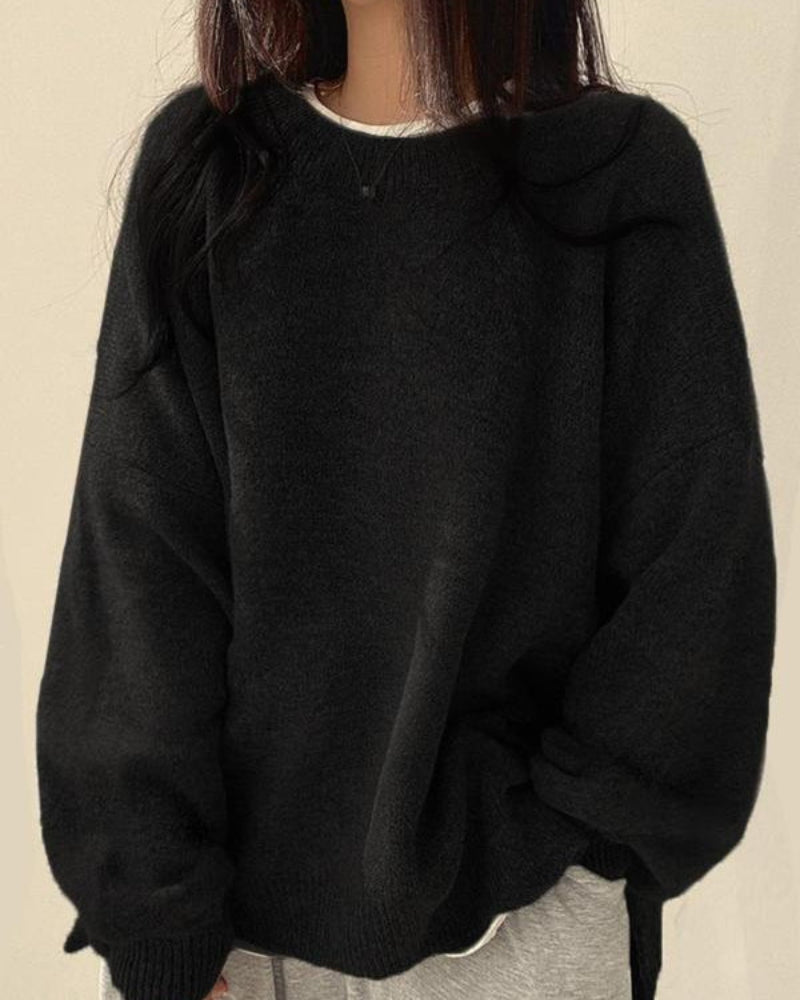 Women’s Split Hem Knit Sweater – Casual Fall & Winter Top