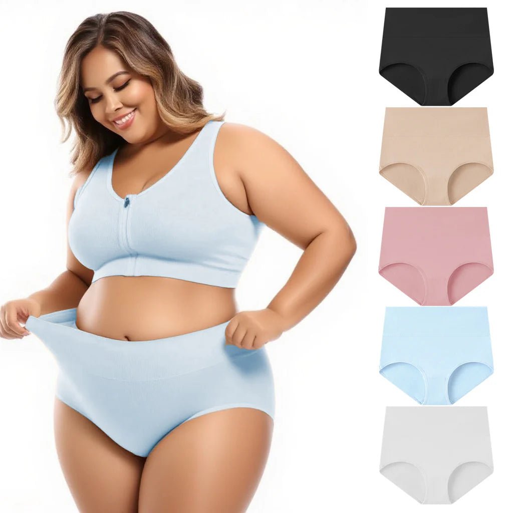 Women's Plus Size Cotton High Waisted Briefs