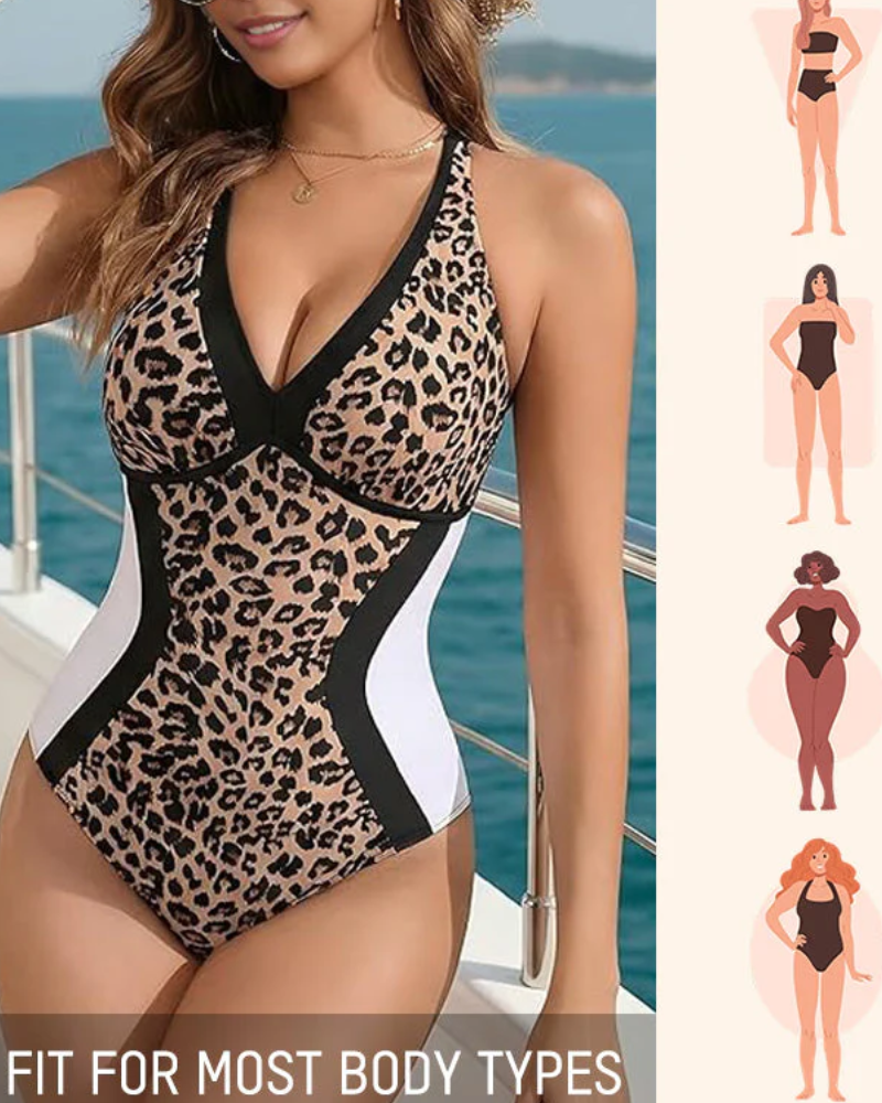 Color Block Tummy Control One-Piece Swimsuit