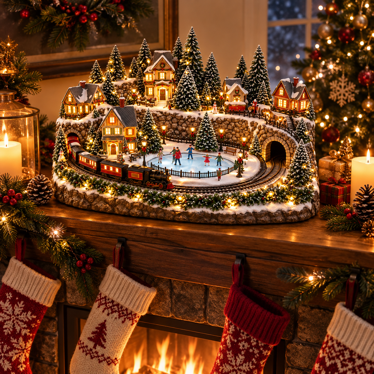 🔥 LAST DAY 50% OFF 🔥 Animated Holiday Train & Ice Rink Scene