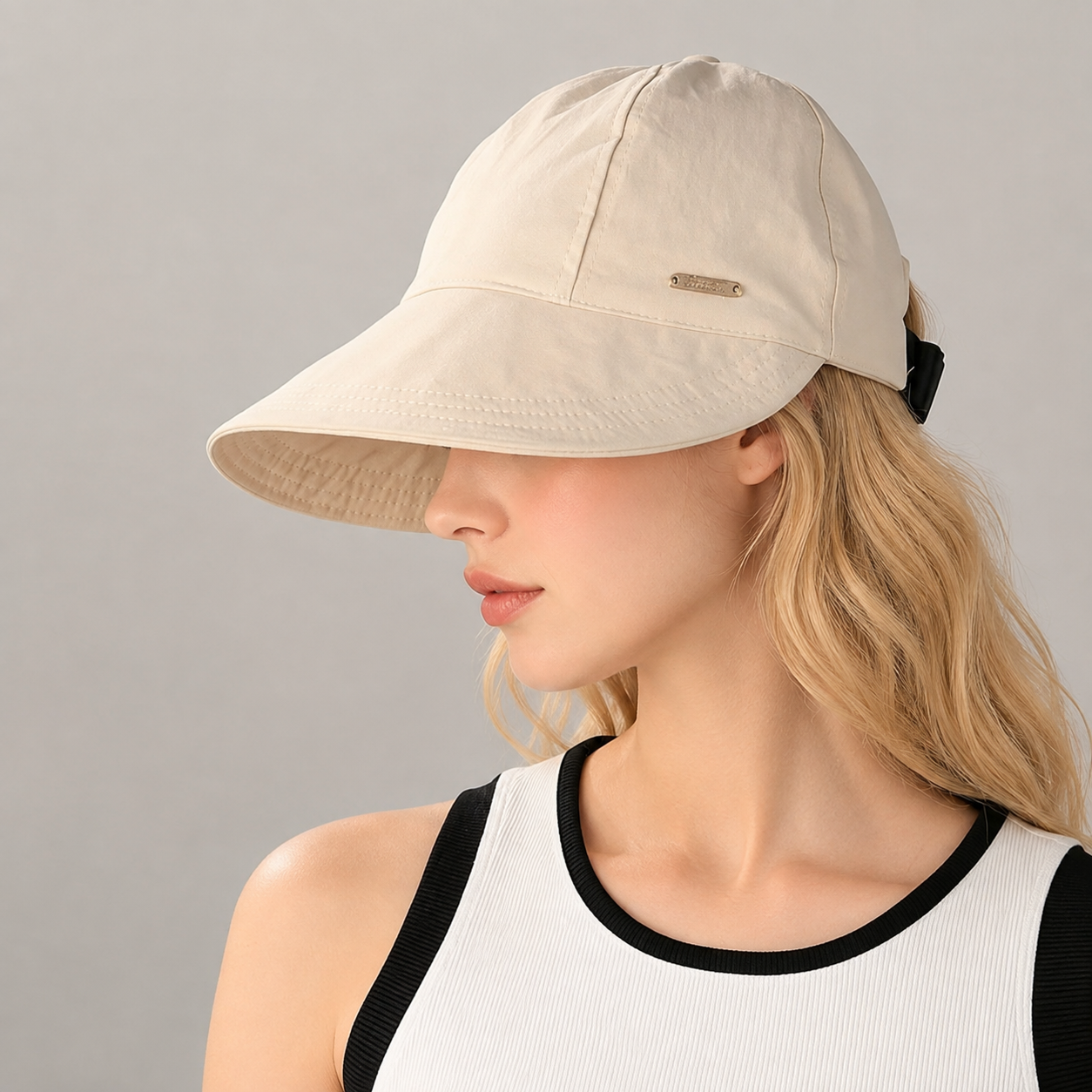 Women's Wide Brim Sun Visor Hat - UPF 50+ Open Top Cap for Ponytails, Golf, and Beach