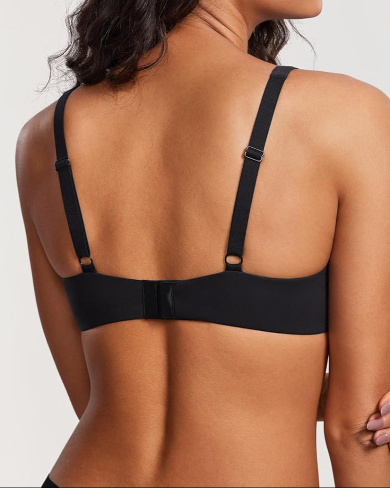 Women's Unlined Balconette Bra Underwire Supportive Plus Size Smooth Scoop Neck