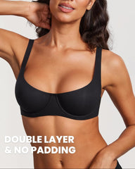 Women's Unlined Balconette Bra Underwire Supportive Plus Size Smooth Scoop Neck