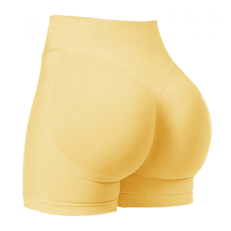 Seamless sports yoga shorts high waist hip lift