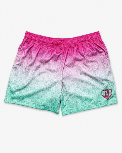 Curve Fit Printed Mesh Shorts for Women
