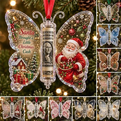 Christmas Cash Gift Butterfly Ornament – Holiday Money Holder Keepsake