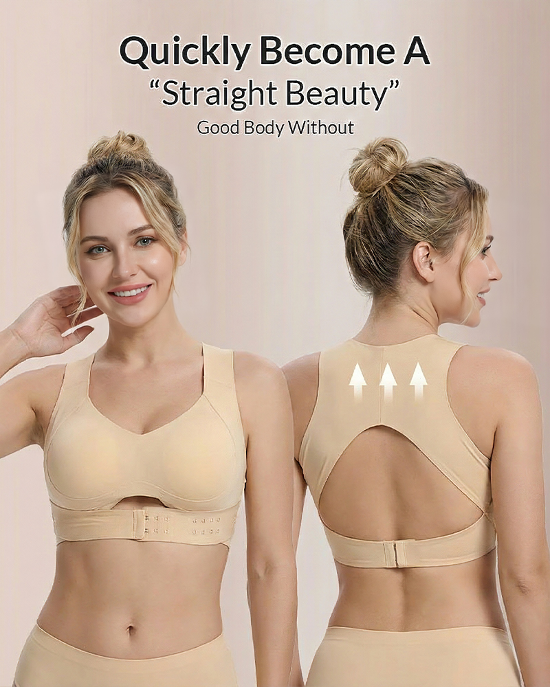 Front Closure Cross-Back Wireless Posture Bra