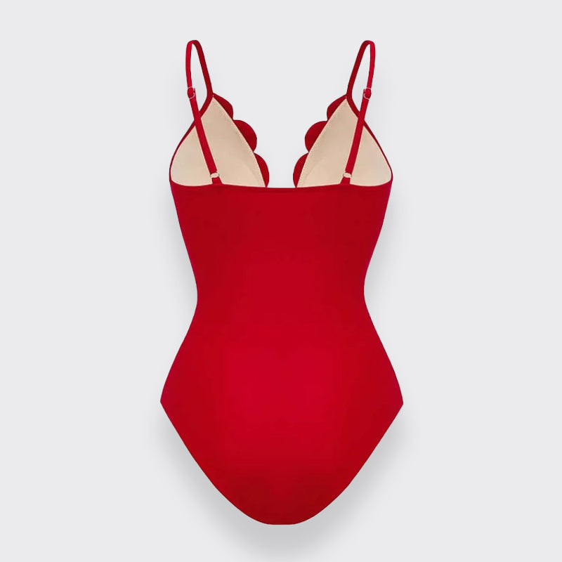 Flower Hollow One Piece Swimsuit and Skirt
