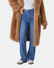 Minimalist High Waist Denim Stretch Wide Leg Jeans