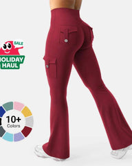 High-Waisted Flare Leggings with Pockets & No Front Seam