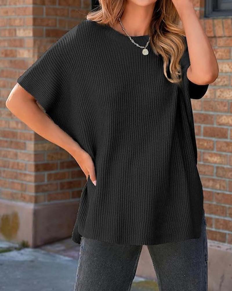 Women's Oversized Loose Round Neck Knitted Top