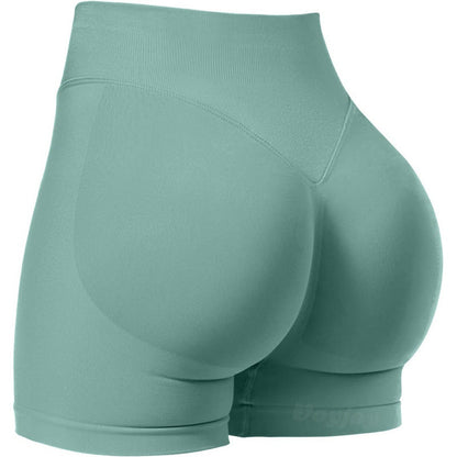 Seamless sports yoga shorts high waist hip lift