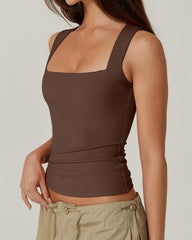 Basic Square Neck Sleeveless Double-Layer Tank Tops Shaping Vest
